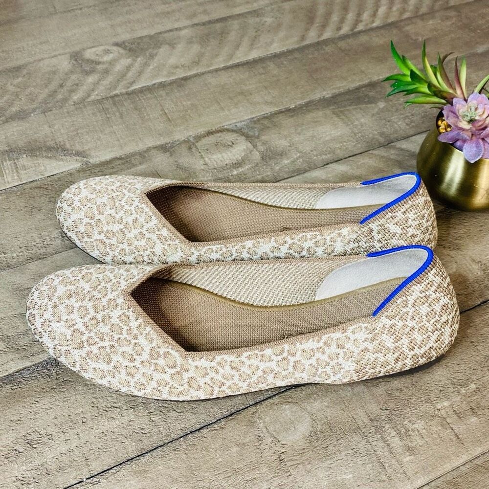 Rothy's Leopard Print Flats with Blue Accents